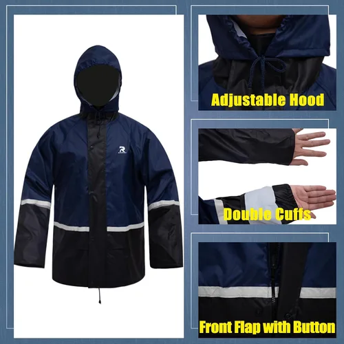 Vista 2 de RainRider Trajes impermeables y transpirables para hombres - Abrigo de lluvia Oxford duradero con pantalones