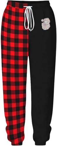 Vista 4 de Pantalones deportivos con estampado de Navidad, ropa de otoño e invierno para mujer, casual, cómoda, con cordón, talla grande
