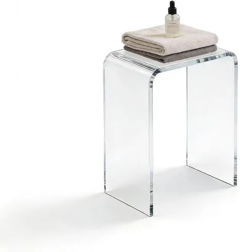 Vista 8 de Taburete de acrílico de 13" de ancho para niños pequeños, soporte para plantas, multiusos como taburete resistente al agua para la ducha, taburete