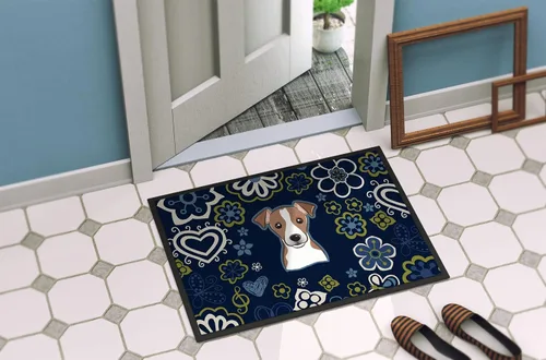 Vista 4 de Caroline's Treasures BB5111JMAT - Tapete para puerta delantera, 24 x 36 pulgadas, diseño de flores azules, para entrada, antideslizante, lavable