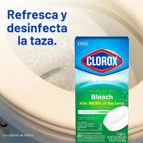 Vista 5 de Clorox Pastillas de inodoro ultra limpias, 2 unidades, 3.5 onzas cada una (paquete puede variar)