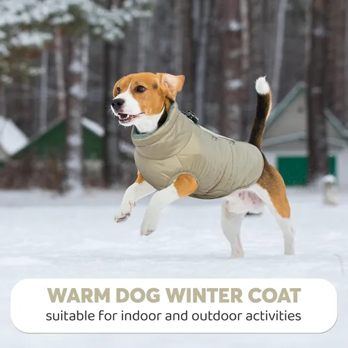 Vista 7 de IDOMIK Abrigo cálido para perros con arnés, chaquetas reflectantes impermeables para perros pequeños, medianos y grandes, chaqueta de invierno