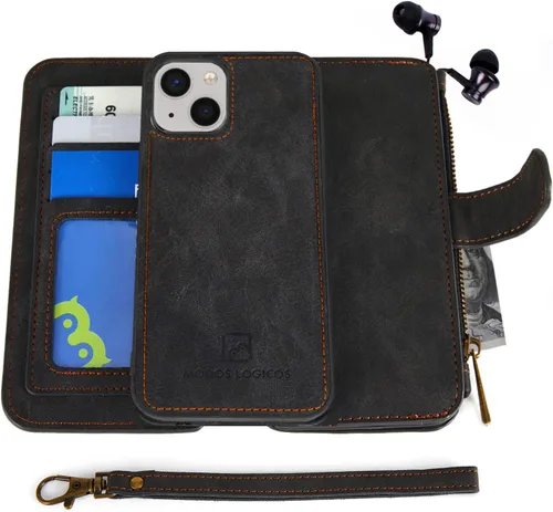 Vista 13 de MODOS LOGICOS Funda para iPhone 11, cartera desmontable, 2 en 1, almacenamiento en efectivo con cremallera, hasta 14 ranuras para tarjetas, 1 Negro