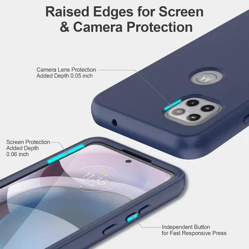 Vista 4 de Funda V/A para Motorola One 5G Ace con protector de pantalla integrado, protección de cuerpo completo a prueba de golpes, parachoques delantero