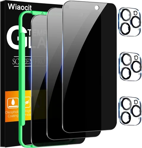 Vista 14 de Wiaocit 3 Pack Tempered Glass Screen Protector for iPhone 13 Pro with 3 Pack Camera Lens Protector, 9H Hardness, Bubble Free, Case Friendly
