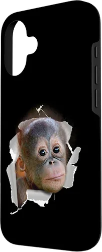 Vista 2 de Funda para disfraz con cara de Utan para iPhone 16 con diseño divertido de mono Orang Utan