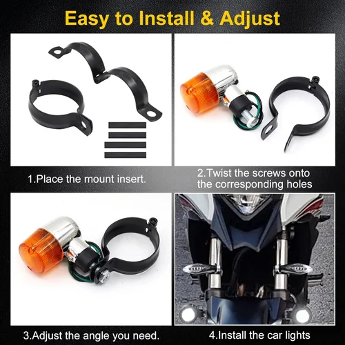 Vista 5 de Soporte de montaje de luz antiniebla para motocicleta, soporte intermitente, abrazadera de luz, luz de señal de motocicleta, base de flash de luz