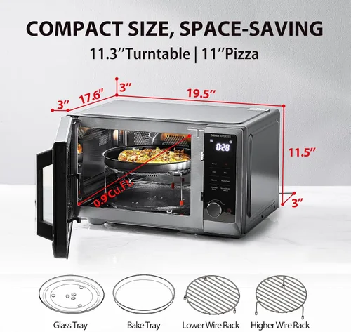 Vista 6 de TOSHIBA 6-en-1 Microondas de Encimera con Inversor Combo Freidora de Aire Saludable, Serie MASTER, Freidora de Aire, Asado, Convección, Combi Acero