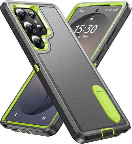 Vista 14 de BaHaHoues Funda protectora de grado militar para Samsung Galaxy S25 Plus con soporte integrado, a prueba de golpes y caídas (morado noche/rosa bebé)
