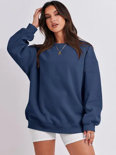 Vista 5 de ANRABESS Sudadera de gran tamaño para mujer, con cuello redondo, estilo Y2K, sudadera con capucha de forro polar, cómoda, camiseta informal, ropa