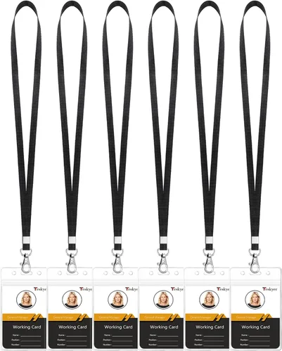 Vista 8 de Teskyer Paquete de 3 cordones retráctiles para tarjetas de identificación, soporte grueso de plástico transparente para tarjetas de identificación