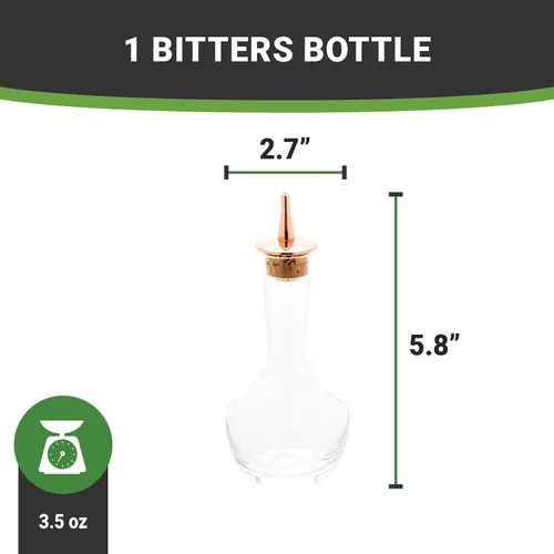 Vista 12 de Restaurantware Bar Lux - Botella amarga de 3.5 onzas, 1 vaso amargo de grado profesional, con tapa Dasher chapada en cobre para cócteles o postres