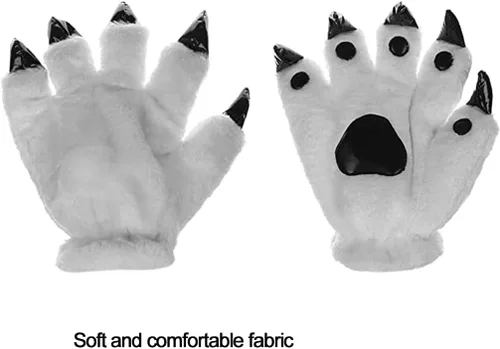 Vista 6 de Luwint Guantes LED intermitentes de pata de oso con luces novedosas para disfraz de hombre lobo, gato, monstruo
