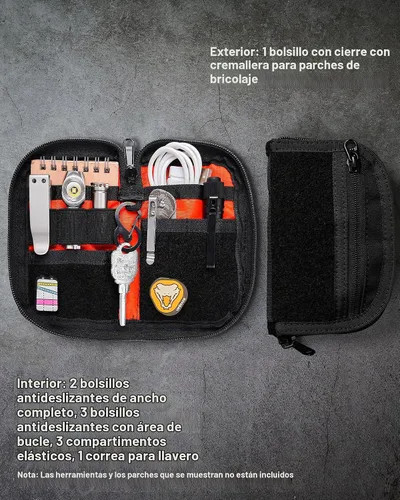 Vista 2 de VIPERADE VE21 Bolsa EDC pequeña organizadora de bolsillo con 9 compartimentos, bolsa de herramientas de bolsillo con panel de visualización de Negro