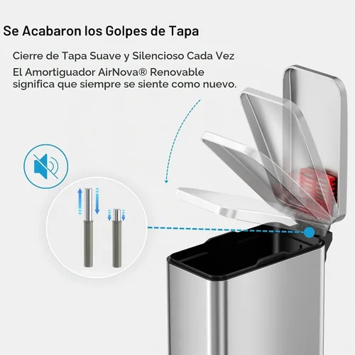 Vista 6 de iTouchless - Cubo de basura de 3 galones para baño con tapa y desodorante Plata cepillada