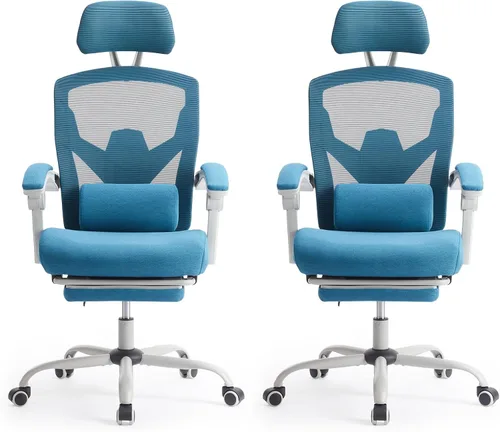 Vista 11 de Sweetcrispy Silla de escritorio para computadora de oficina, ergonómica, con respaldo alto, de malla, giratorias, con ruedas, cómodo soporte lumbar
