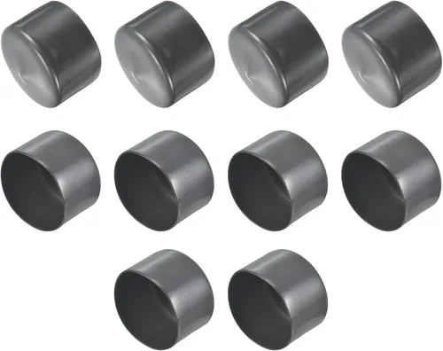 Vista 128 de uxcell 10 tapas de goma para extremos de 0.591 in de identificación, tapa de extremo redondo, protectores de rosca de tornillo, color negro
