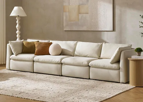 Vista 39 de mopio Sofá modular de gran tamaño con fundas y almacenamiento totalmente extraíbles, secciones convertibles en forma de U y L, moderno sofá de nube