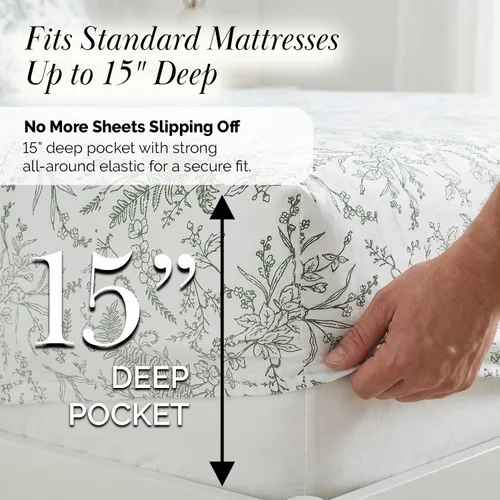Vista 173 de Southshore Fine Living, Inc. Colección Winter Brush, juego de sábanas de 3 piezas para cama individual, sábana bajera con bolsillo profundo de 14