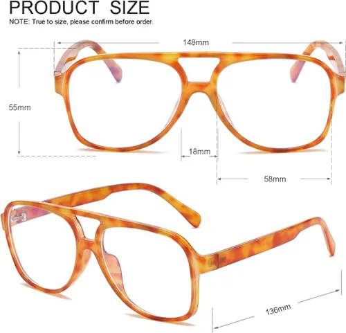 Vista 5 de JOVAKIT Gafas de aviador sin receta para mujeres y hombres, lentes transparentes con montura piloto