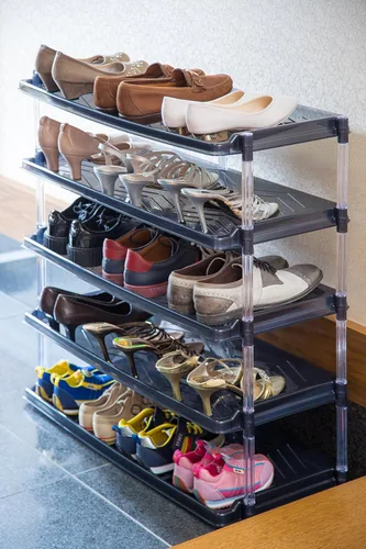 Vista 6 de Heiwa Kougyou - Zapatero de cristal, 5 niveles, triple gris