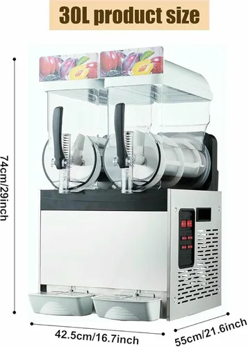 Vista 2 de 15/30/45L Máquina comercial de hielo Slush, Máquina de enfriamiento de bebidas que hace, Máquina de jugo de granizado de enfriamiento