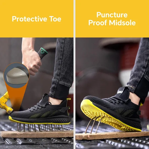 Vista 2 de SPIEZ Unisex Safety Shoes with Composite Toe Cap, Puncture Proof Lightweight Work Shoes for Men and Women, Slip on Fashion Sneakers for Work and