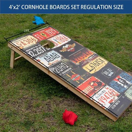 Vista 3 de Cornhole Boards Set Regulation Size - 4'x2' Premium Solid Wood Corn Hole Toss Game with 8 Bean Bags