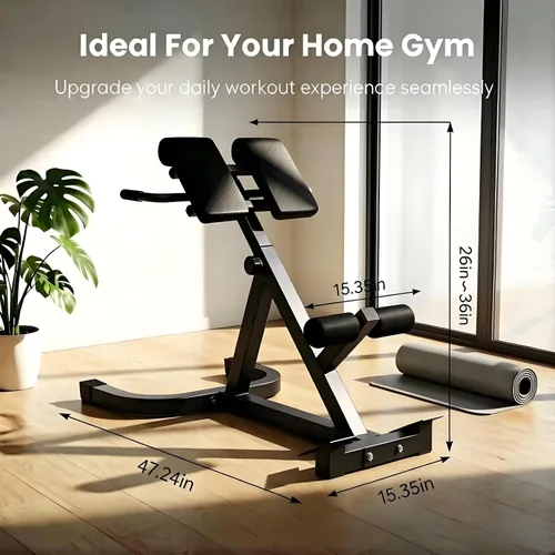Vista 6 de ComMax Roman Chair Back Hyperextension Bench Adjustable Back Exercise Machine Home Gym Workout Equipment for Abs and Glute