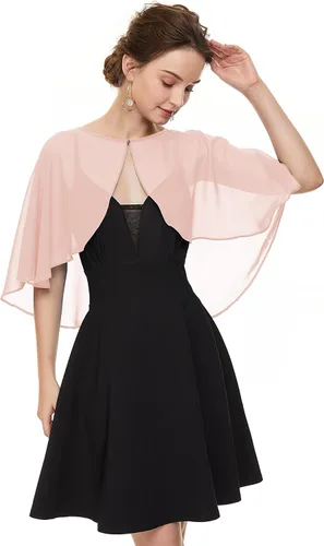Vista 6 de Chales de gasa suave para cubrir el vestido de noche de boda para mujer Rosa polvoriento