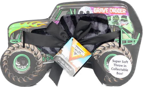 Vista 6 de Manta Monster Jam con caja de regalo – La manta mide 46 x 60 pulgadas – Edición especial súper suave. Negro - Monster Jam