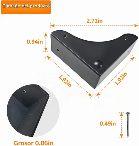 Vista 2 de Protector de esquina de caja de metal, 4 piezas de protector de esquina para escritorio, caja de escritorio, protector decorativo de seguridad