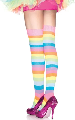 Vista 2 de Leg Avenue Women's Rainbow Pride Festival Thigh Highs Socks
