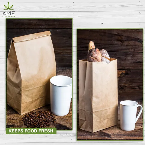 Vista 5 de AME D'ESSENCE (#1-25 piezas) Bolsas de papel kraft marrón reutilizables bolsas de comestibles gran bolsa de regalo, bolsas de compras reciclables