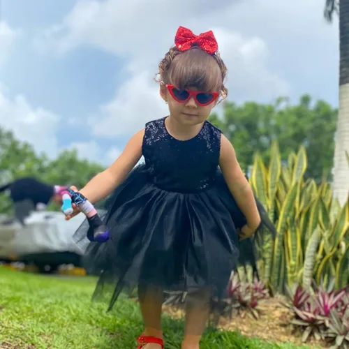 Vista 6 de Vestido de princesa tutú de tul para niña, boda, concurso, fiesta, bebé, lentejuelas sin espalda, encaje floral, recién nacido, 7 años