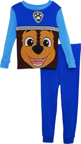 Vista 3 de Paw Patrol Chase and Marshall - Conjunto de pijama de manga larga para niños pequeños, 4 piezas