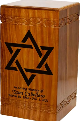 Vista 22 de Urna de cremación de madera, urna funeraria humana de gran tamaño con personalización (mariposas)