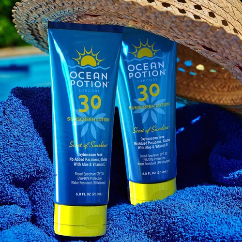 Vista 4 de Ocean Potion - Loción corporal de protección solar SPF 30, protección UVA/UVB de amplio espectro con aloe y vitamina E, resistente al agua,