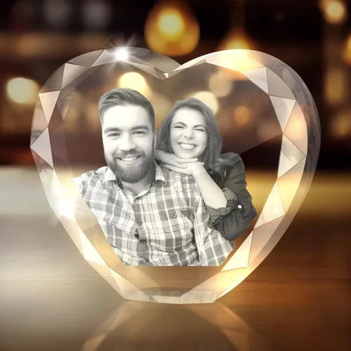 Vista 10 de Foto de cristal 3D, regalos románticos personalizados para mujeres, esposa, hombres, mamá, padre, ella, él, papá, parejas, vidrio óptico grabado