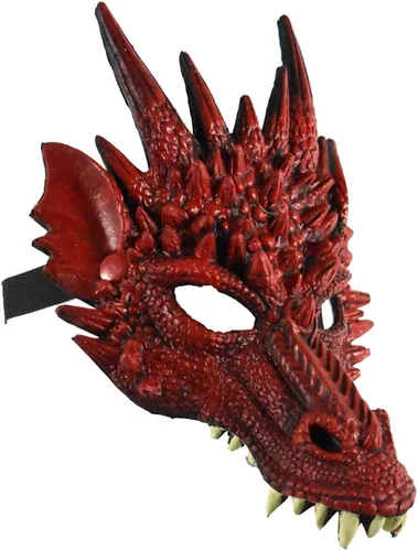 Vista 4 de NOVELTY GIANT WWW.NOVELTYGIANT.COM Máscara de dragón de goma espuma Cosplay accesorio rojo