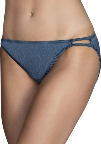 Vista 34 de Vanity Fair Bragas de bikini con tira para mujer, Illumination, con elástico sedoso y ribete de satén Paquete de 3 Negro (Midnight Black)