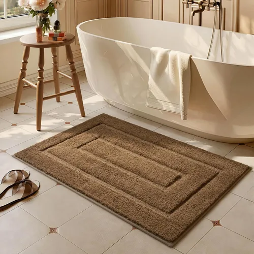 Vista 45 de HOMORE Alfombra de baño negra de 24 x 17 pulgadas, suave y absorbente, alfombra de baño pequeña, alfombra de baño lavable antideslizante para bañera
