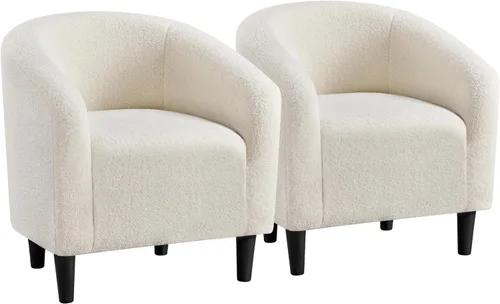 Vista 16 de Yaheetech Sillas de sala de estar, juego de 2 sillas decorativas de terciopelo, acogedoras sillas de barril con acolchado suave para sala de estar