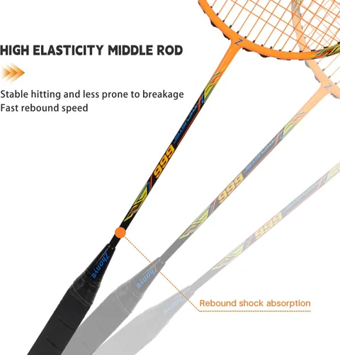 Vista 5 de Raqueta de bádminton, raquetas de bádminton, ofensivas y defensivas, ligeras de fibra de carbono de 2.65 oz de una sola pieza, moldeadas