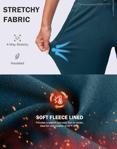 Vista 15 de G Gradual Pantalones deportivos con forro polar para mujer, de cintura alta, resistentes al agua, térmicos, para invierno, correr, senderismo