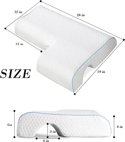 Vista 5 de HEYPORK Almohada de memoria arqueada para adultos, almohada de pareja con rebote lento, almohada cervical de espuma viscoelástica anticompresión