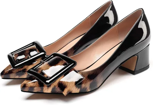 Vista 3 de YODEKS Zapatos de tacón puntiagudo para mujer, zapatos de tacón grueso de 2 pulgadas, zapatos de vestir clásicos de oficina y uso diario de 2