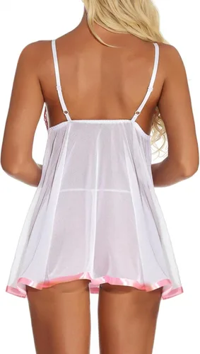 Vista 5 de Camisón sexy para mujer, camisón de talla grande, babydoll de encaje, lencería sexy y traviesa para sexo