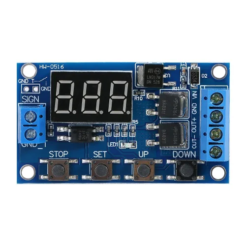 Vista 6 de Relé de temporizador, módulo de retardo de pantalla LED, CC 5V-30V, relé de retardo de tiempo, ciclo de encendido/apagado, placa de interruptor