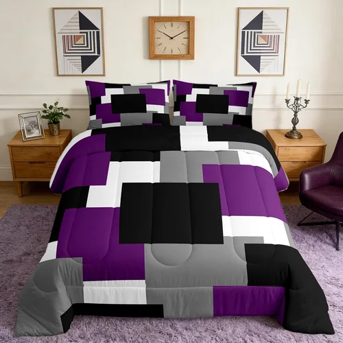 Vista 35 de Castle Fairy Juego de edredón con estampado azteca occidental, juego de ropa de cama geométrica a rayas marrones para niños y adolescentes